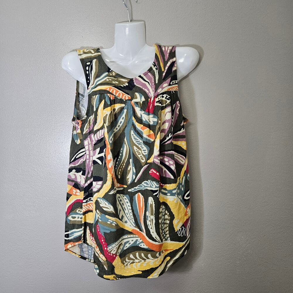 Sonoma GoodsForLife Women XS Floral Sleeveless Top Boho Artisanal Earthy Coastal